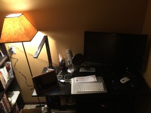 My desk, complete with recording equipment. 